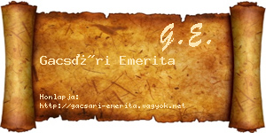 Gacsári Emerita névjegykártya